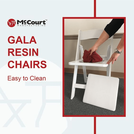 McCourt Gala White Resin Folding Chair With Padding Easy To Clean