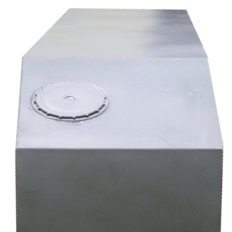 PolyJohn 154 Gallon Black Water Tank Closeup Front View Of Spin Well Pewter Gray Color