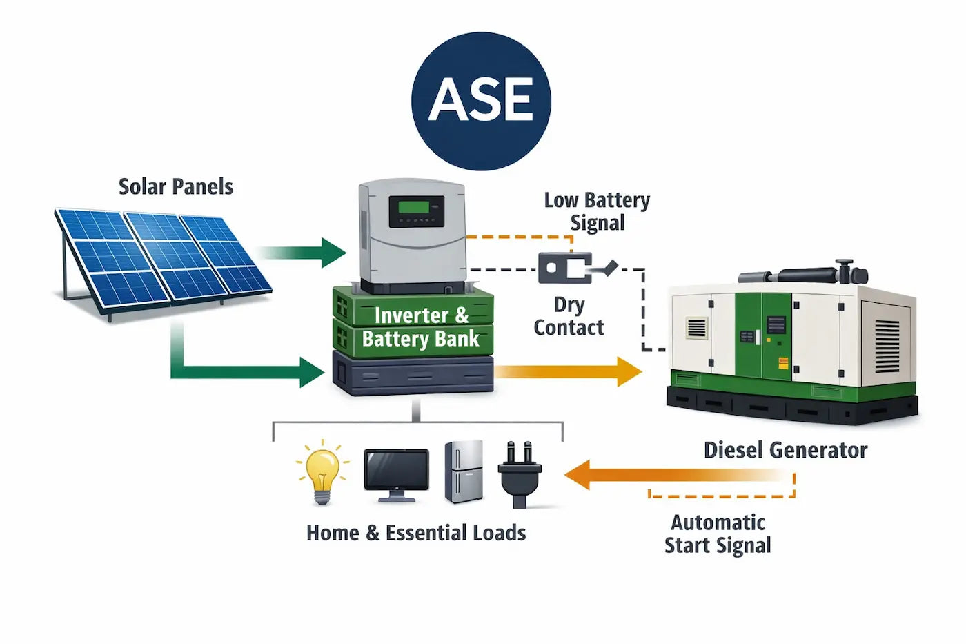 Diesel Generator Backup for Solar Systems | THD < 3% & Dry Contact Start