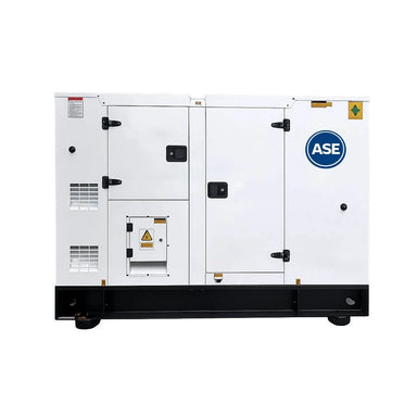 White industrial generator with ASE logo on a white background