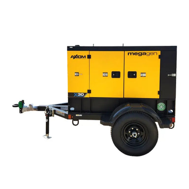 Axiom Megagen X-Series X30 30kva 22kw  towable mobile diesel generator side view