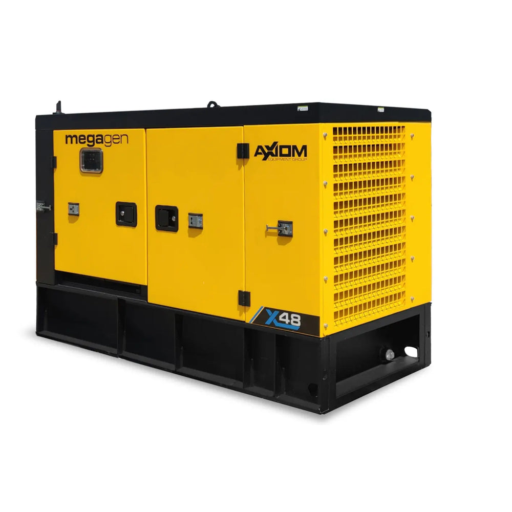 Axiom Megagen X-Series X48 48kva 35kw towable mobile diesel generator side view