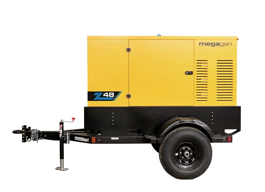 Axiom Megagen Z-Series Z48 50kVA 40kW towable diesel generator side view