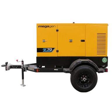 Axiom Megagen Z-Series Z70 70kVA 56kW towable diesel generator side view