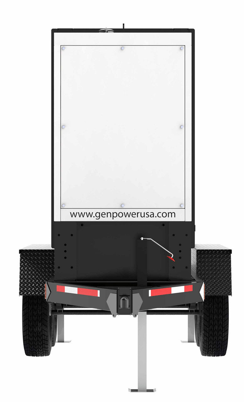 GP 22kw towable mobile diesel generator with trailer back view