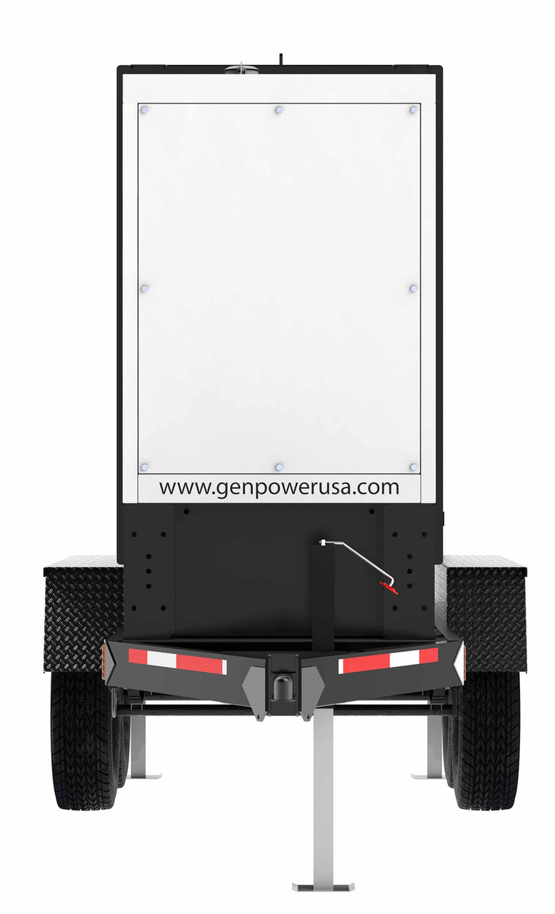 General Power 49kw towable mobile diesel generator with trailer back view