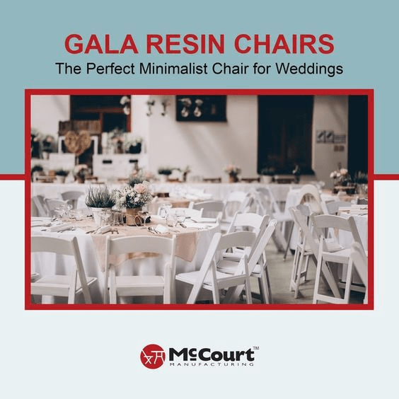 McCourt Gala White Resin Folding Chair With Padding At An Indoor Wedding Indoor