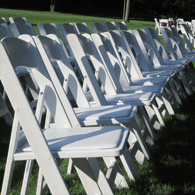 McCourt Gala White Resin Folding Chair With Padding Outside Event