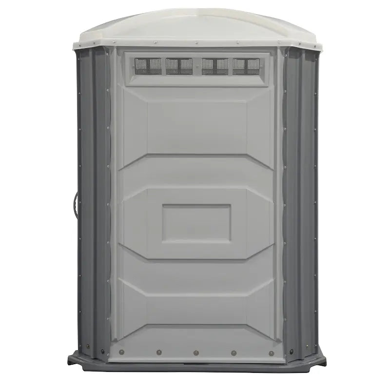 PolyJohn Comfort XL Portable Restroom Recirculating Flush Model PH03-2000 In Light Gray Color Side View