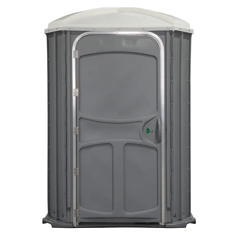 PolyJohn Comfort XLT Portable Restroom Fresh Flush Model PH04-3000 In Light Gray Color Front View