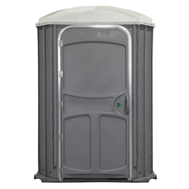 PolyJohn Comfort XLT Portable Restroom Standard Model PH04-1000 In Light Gray Color Front View