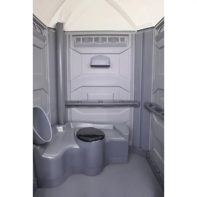 PolyJohn Comfort XLT Portable Restroom Standard Model PH04-1000 Interior With Toilet Seat Down View