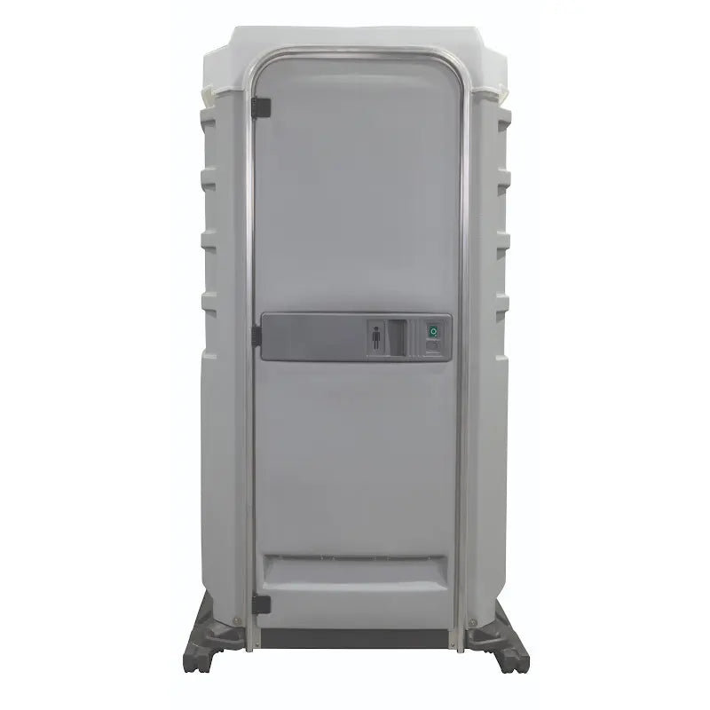 PolyJohn FS3 Fleet Portable Restroom Recirculating Flush Model In Light Gray Color Front View