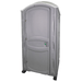 PolyJohn PJP4 Portable Restroom Fresh Flush Model In Pewter Gray Front With Partial Vented Left Side View