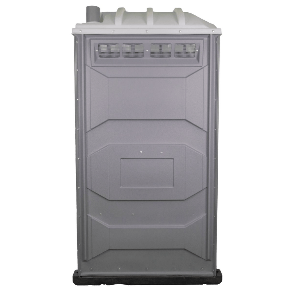 PolyJohn PJP4 Portable Restroom Recirculating Flush Model In Pewter Gray Vented Side View