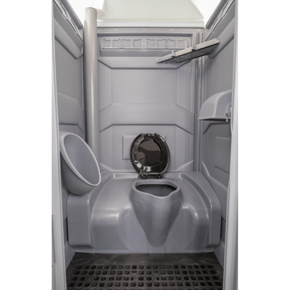 PolyJohn PJP4 Portable Restroom Static Model Interior With Toilet Seat Up View