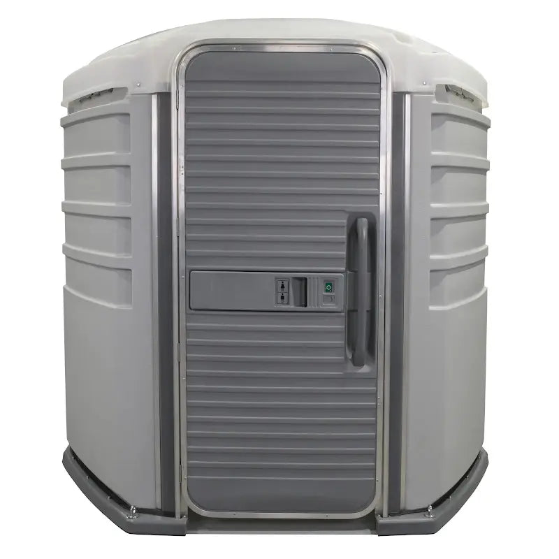 PolyJohn We_ll Care III ADA Portable Restroom Standard Model SA1-1000 In Light Gray Color Front View